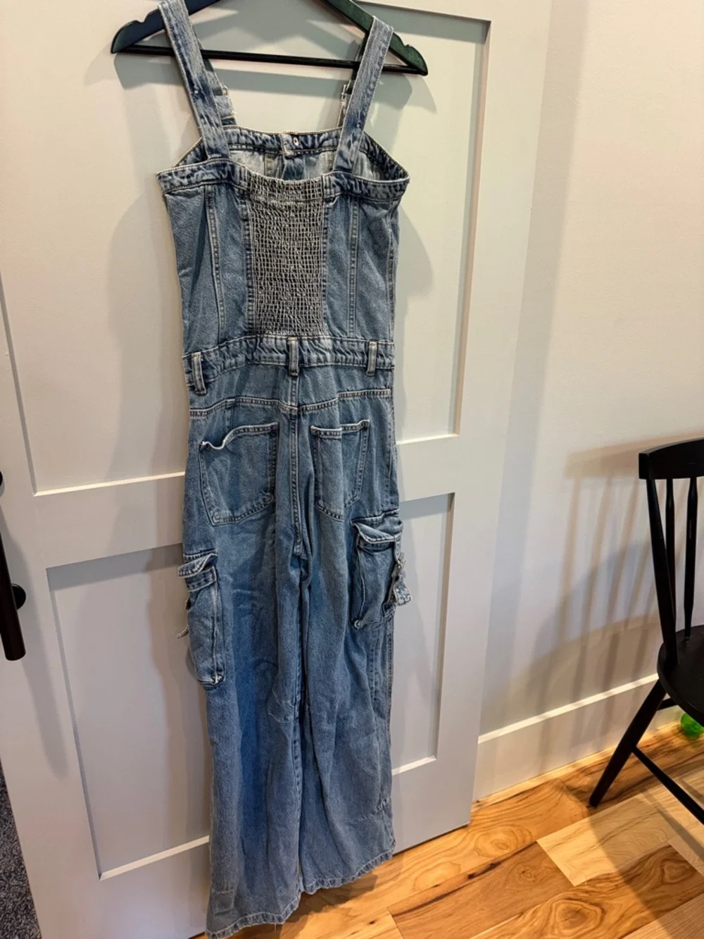 Zara Light Blue Denim Cargo Jumpsuit - Picture 4 of 8